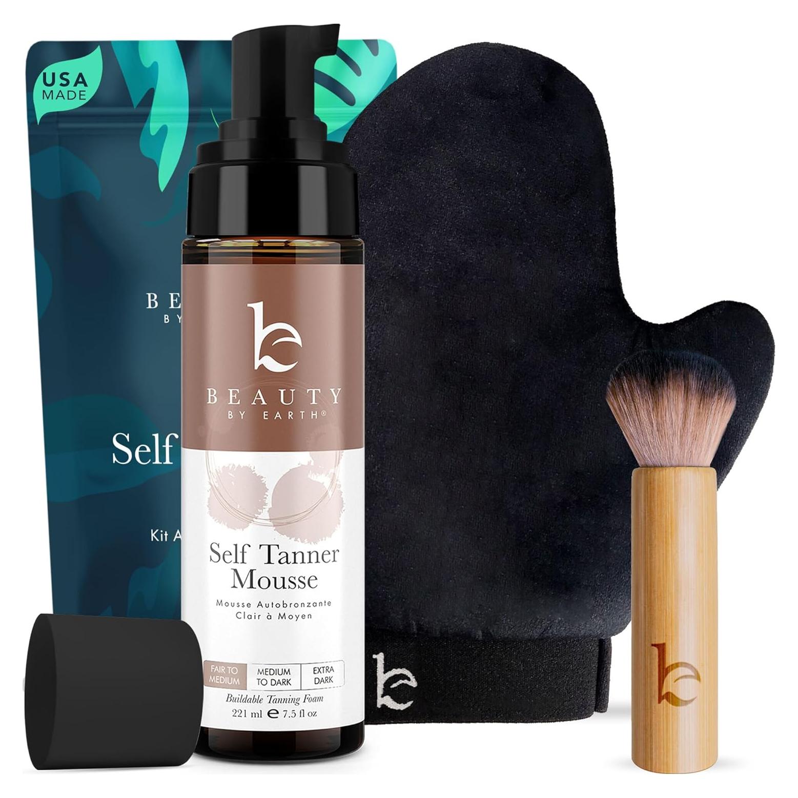 Kit de Mousse Autobronceador Beauty by Earth 221 ml - Natural