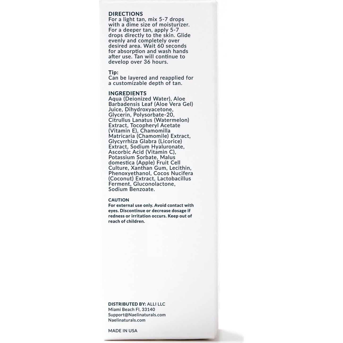 Gotas Autobronceadoras Graduales NAELI - 28.35 g, Anti Envejecimiento