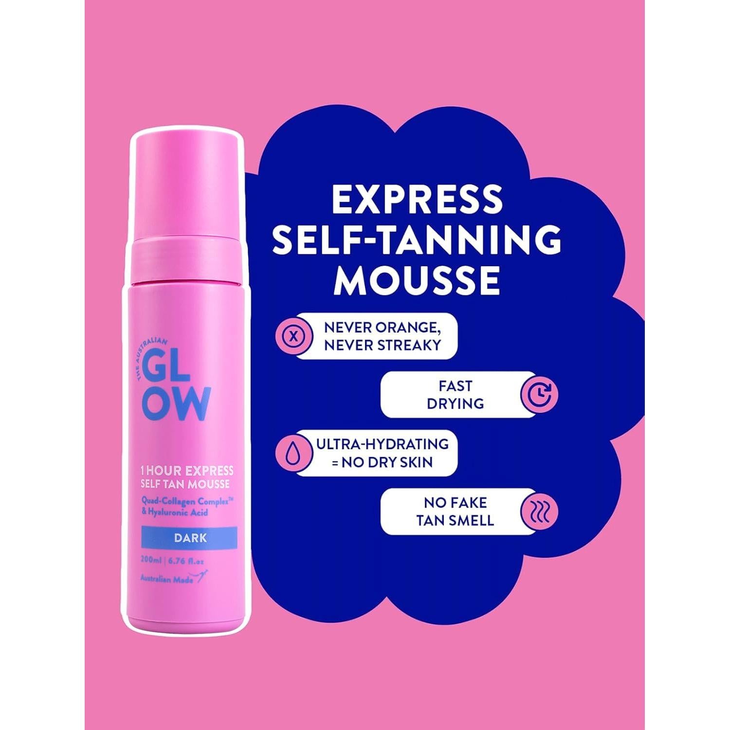 Mousse Autobronceador Australian Glow 200ml Oscuro - 1 Hora