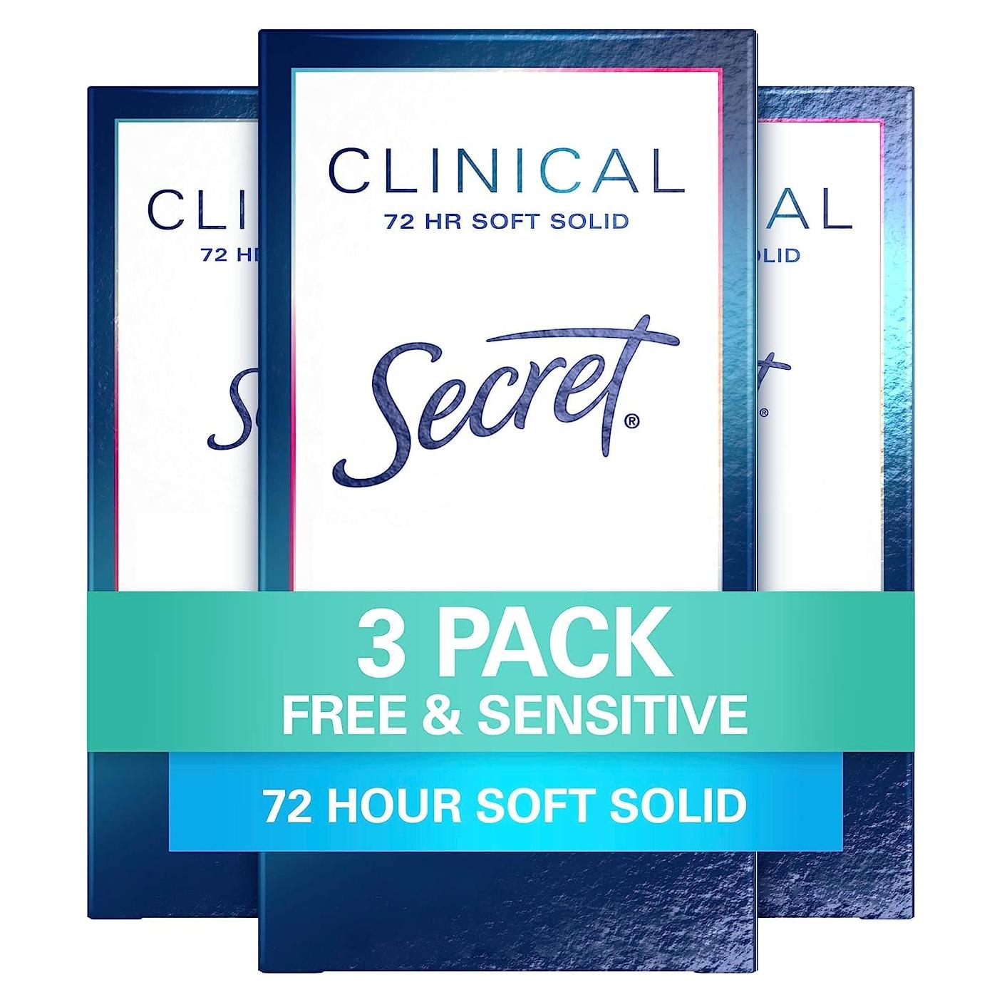 Antitranspirante sólido Secret Clinical Strength 45 g - Paquete de 3