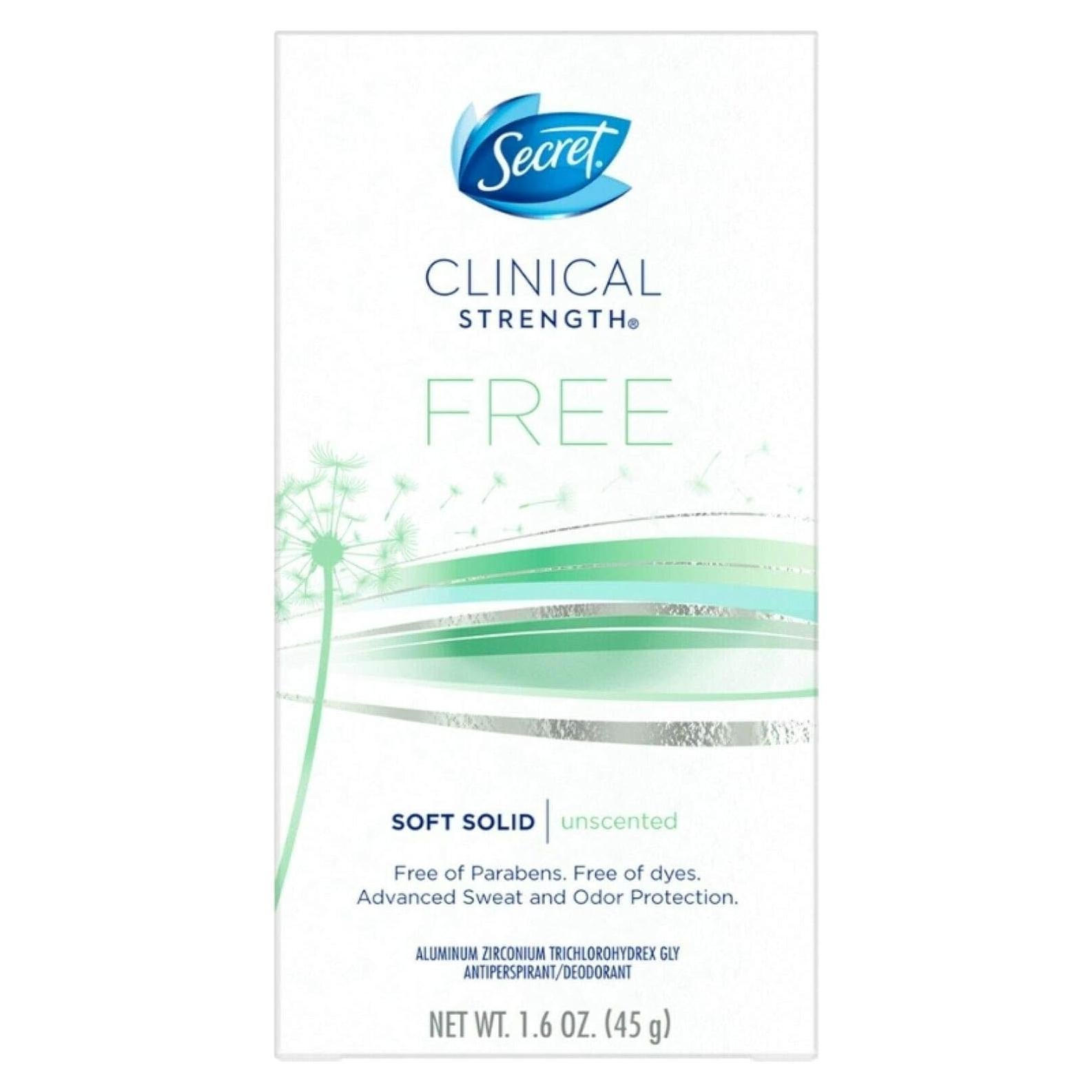 Desodorante Clínico Secreto Fuerza Suave Sólido 3x1.6oz Sin Fragancia