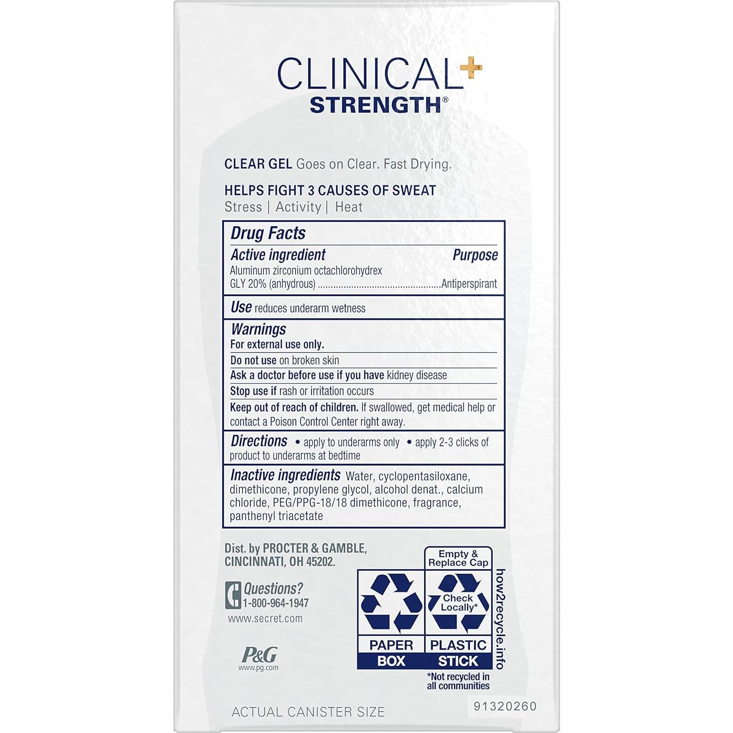 Desodorante Antitranspirante Gel Secret Clinical Lavanda 12 Pack