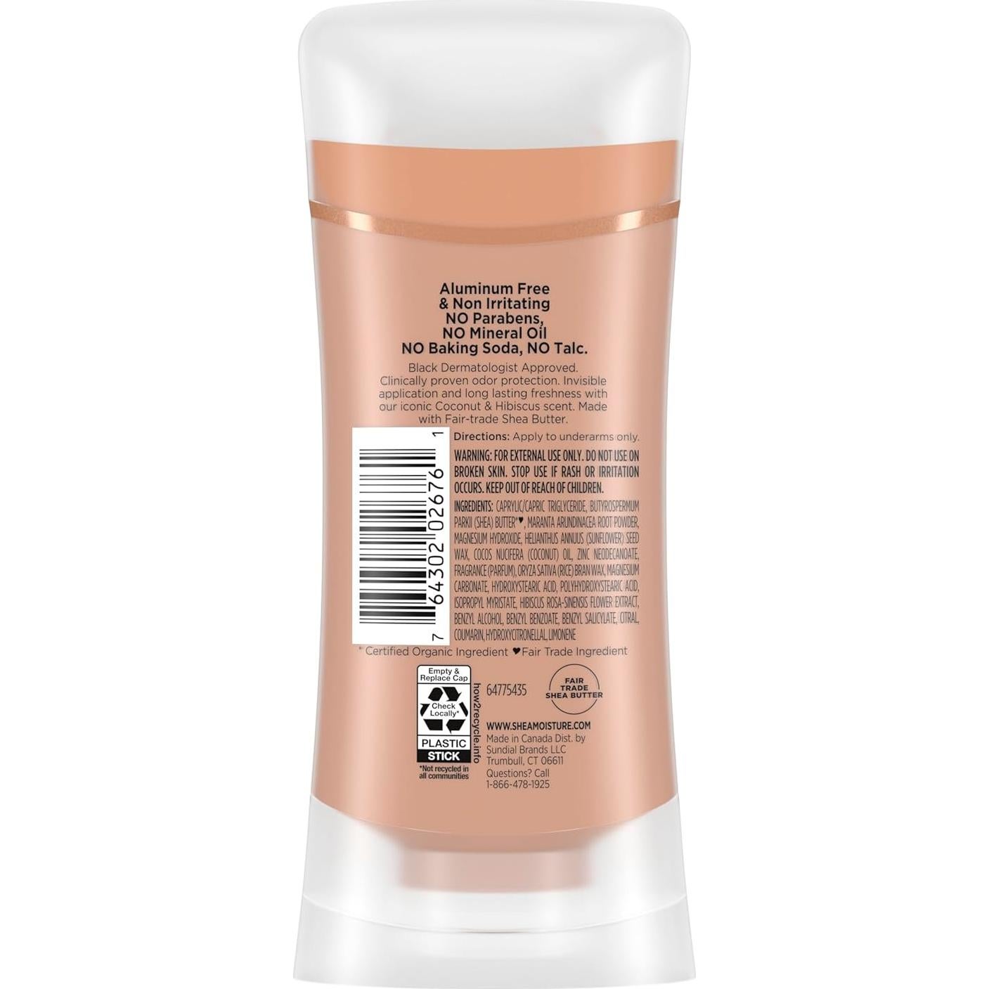 Desodorante en Barra SheaMoisture Coco & Hibisco 74.8 g 72h