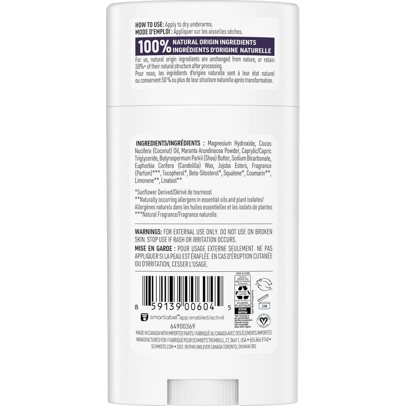 Desodorante Vegano Schmidt's Lavanda y Salvia 75 g Sin Aluminio