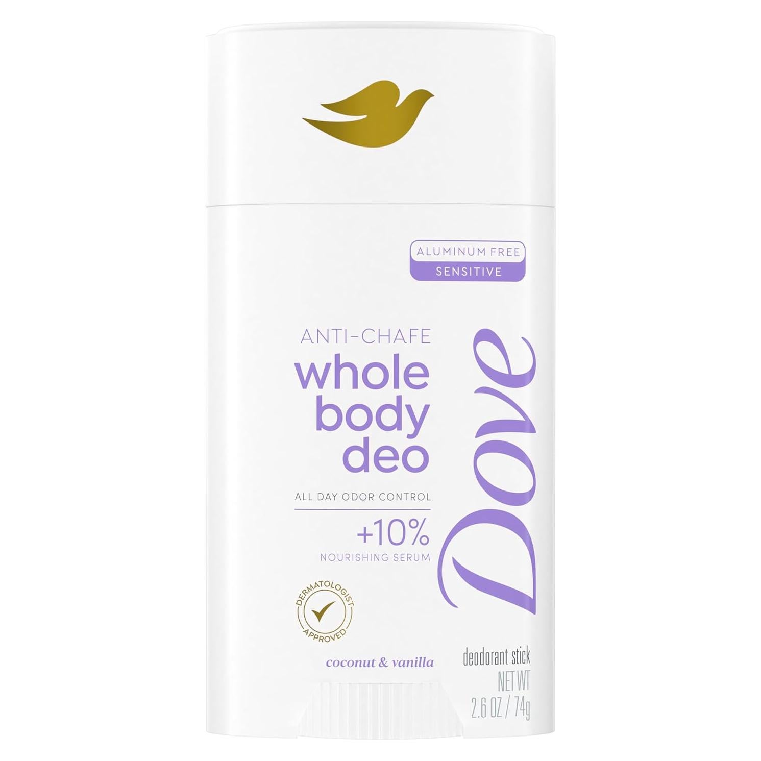 Desodorante en barra Dove Whole Body Deo Coco y Vainilla 74g