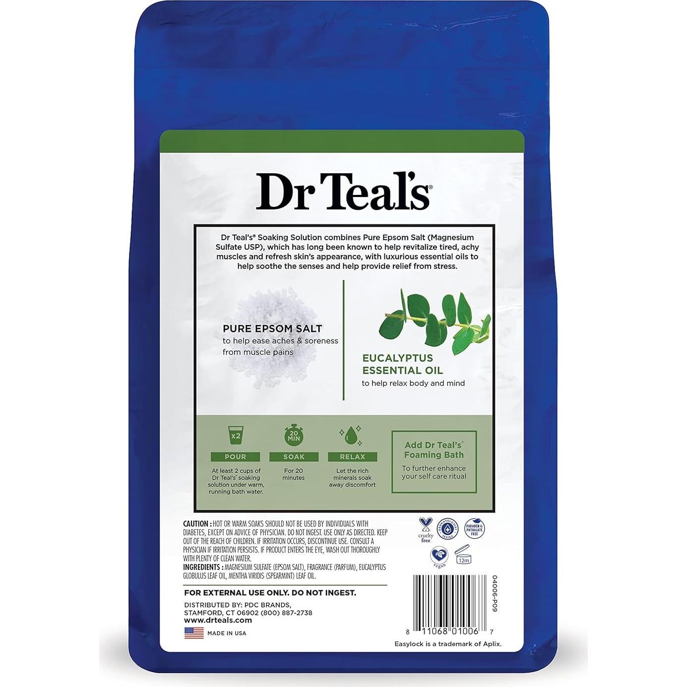 Baño de Sal de Epsom Dr Teal's 1.36 kg Eucalipto y Menta