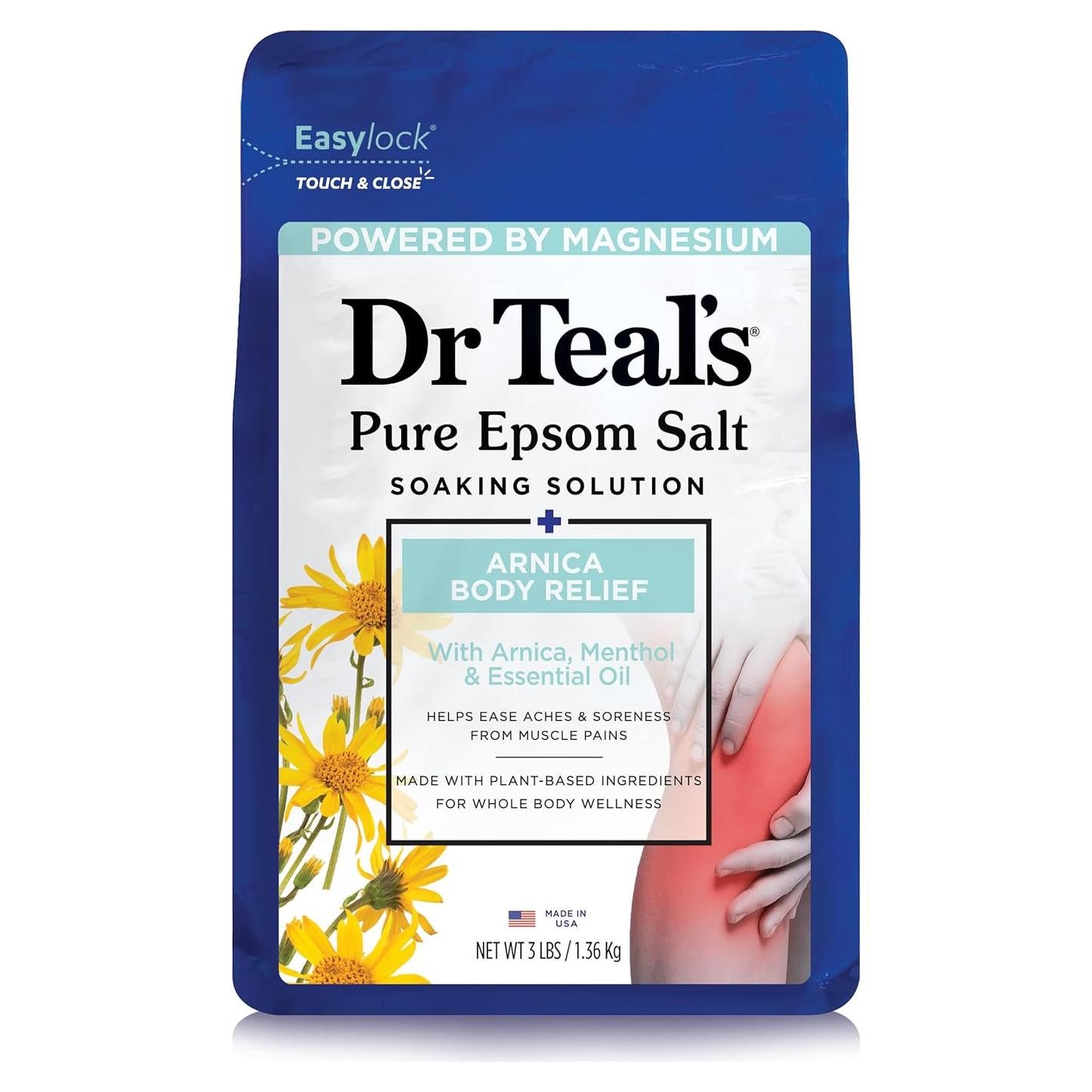 Baño de Sal de Epsom Dr Teal 1.36 kg con Arnica y Mentol