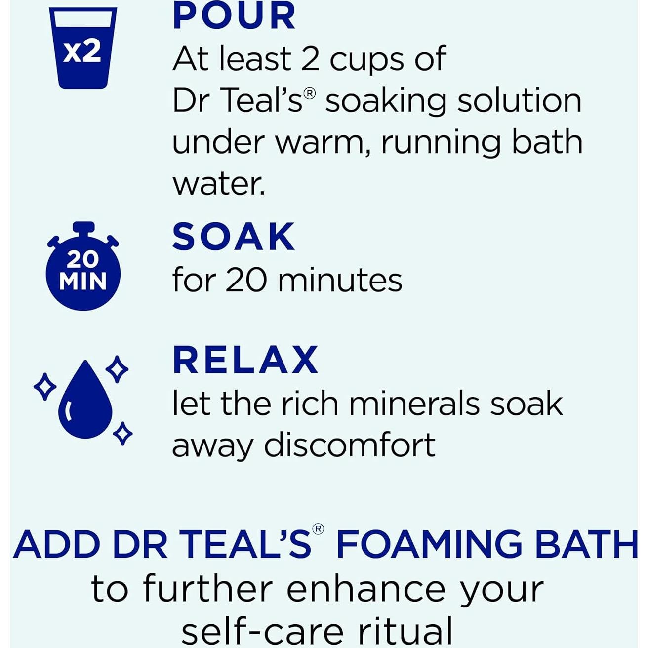 Baño de Sal de Epsom Dr Teal 1.36 kg con Arnica y Mentol