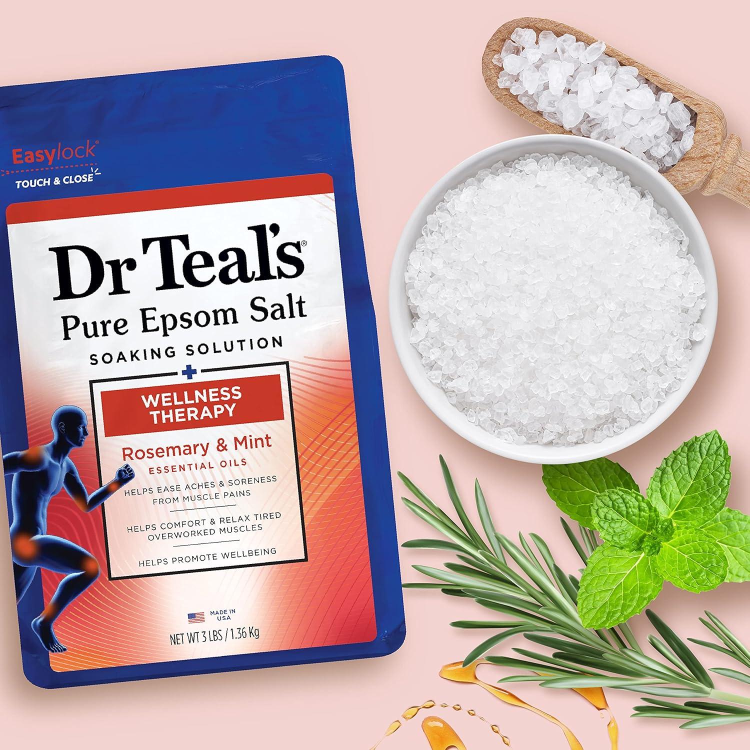 Baño de Sal Epsom Puro Dr Teal con Romero y Menta 1.36 kg