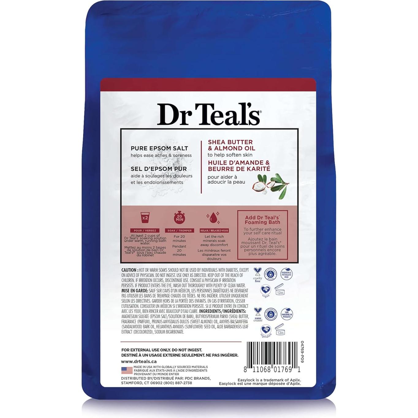 Baño de Sal de Epsom Dr Teal's 1.36 kg con Magnesio y Karité