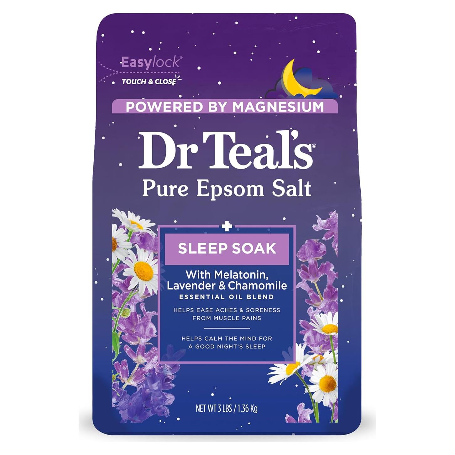 Baño de Sal de Epsom Dr Teal 1.36 kg con Melatonina y Lavanda