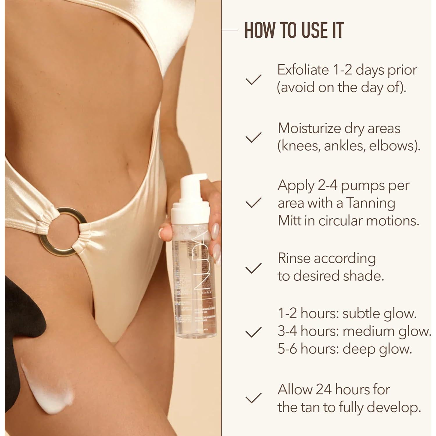 Mousse Autobronceador Nuda - Medio a Oscuro, Hidratante 189 ml