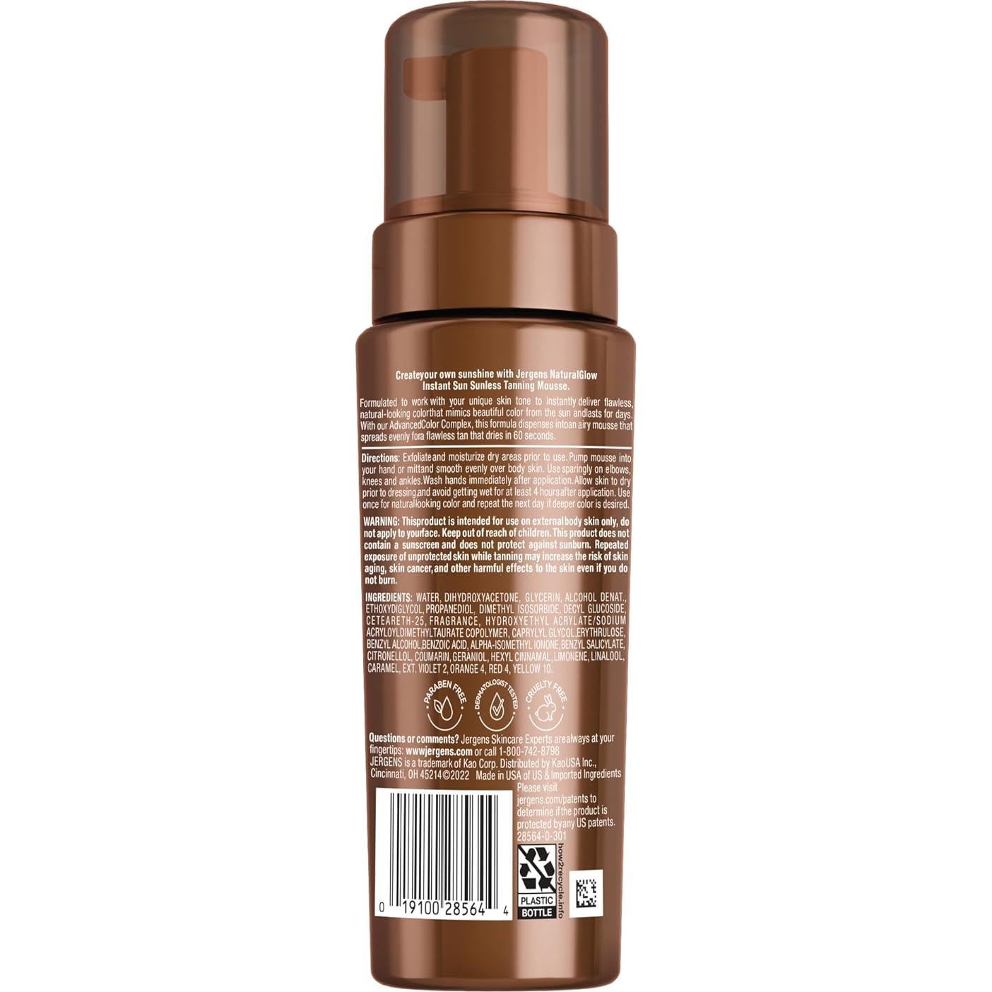 Mousse Autobronceador Jergens Brillo Natural 170 ml Ultra Profundo