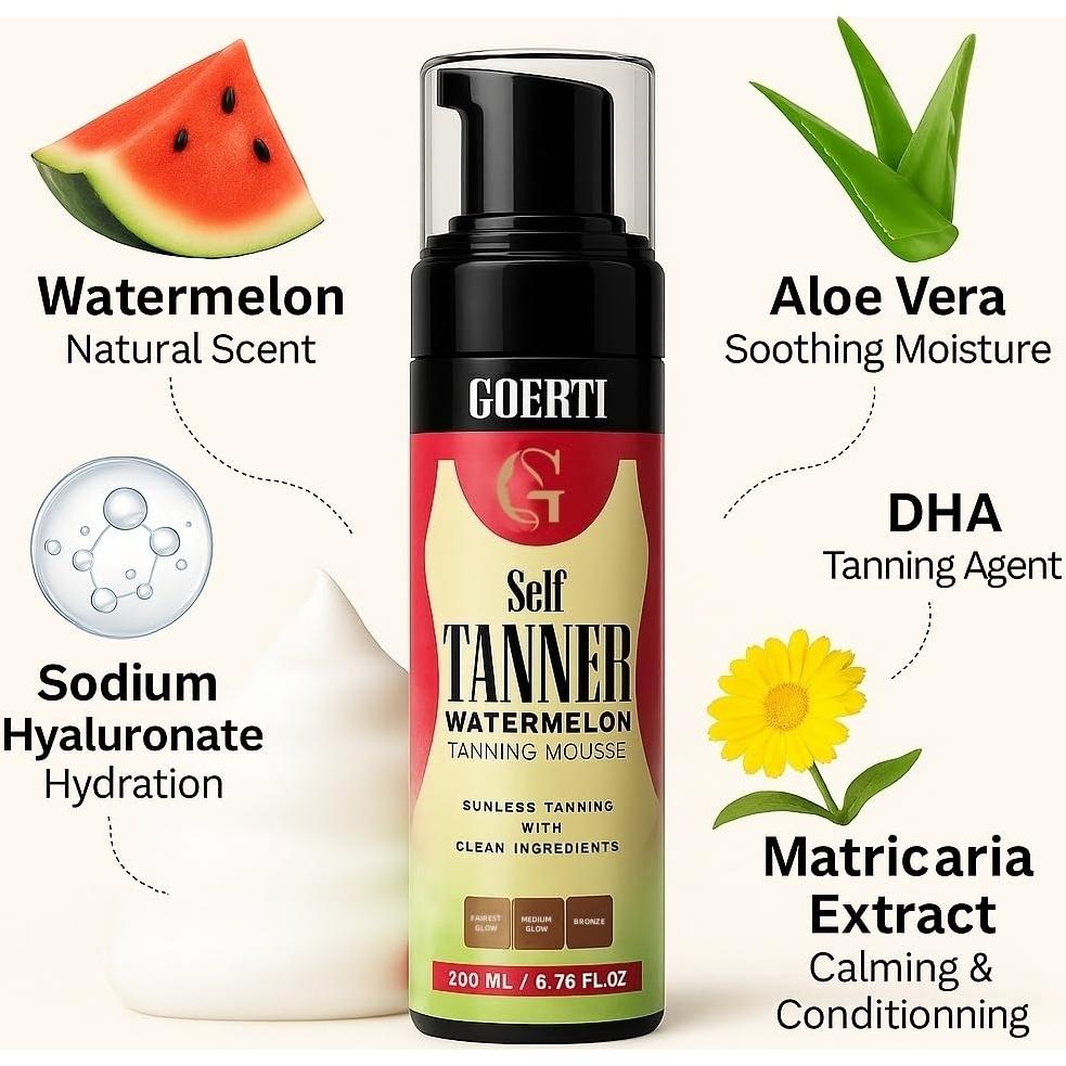 Mousse Bronceador GOERTI 200ml - Espuma Natural Sin Sol Medio