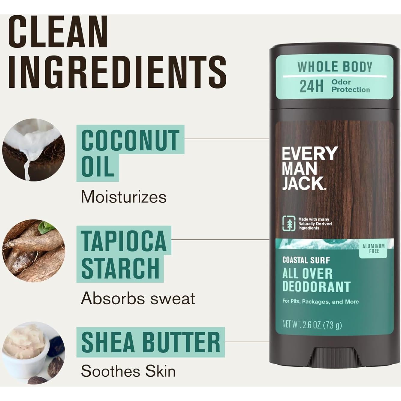 Desodorante Every Man Jack 75g Surf Costero - Protección 24h