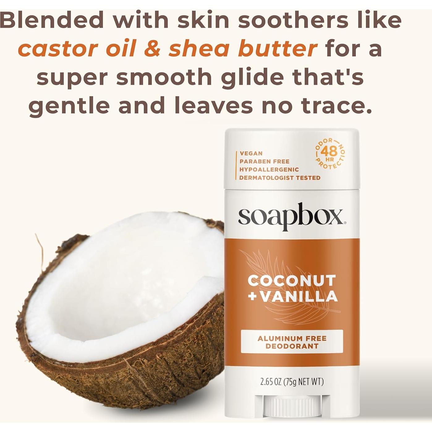 Desodorante Natural Soapbox Sin Aluminio Coco y Vainilla 75g