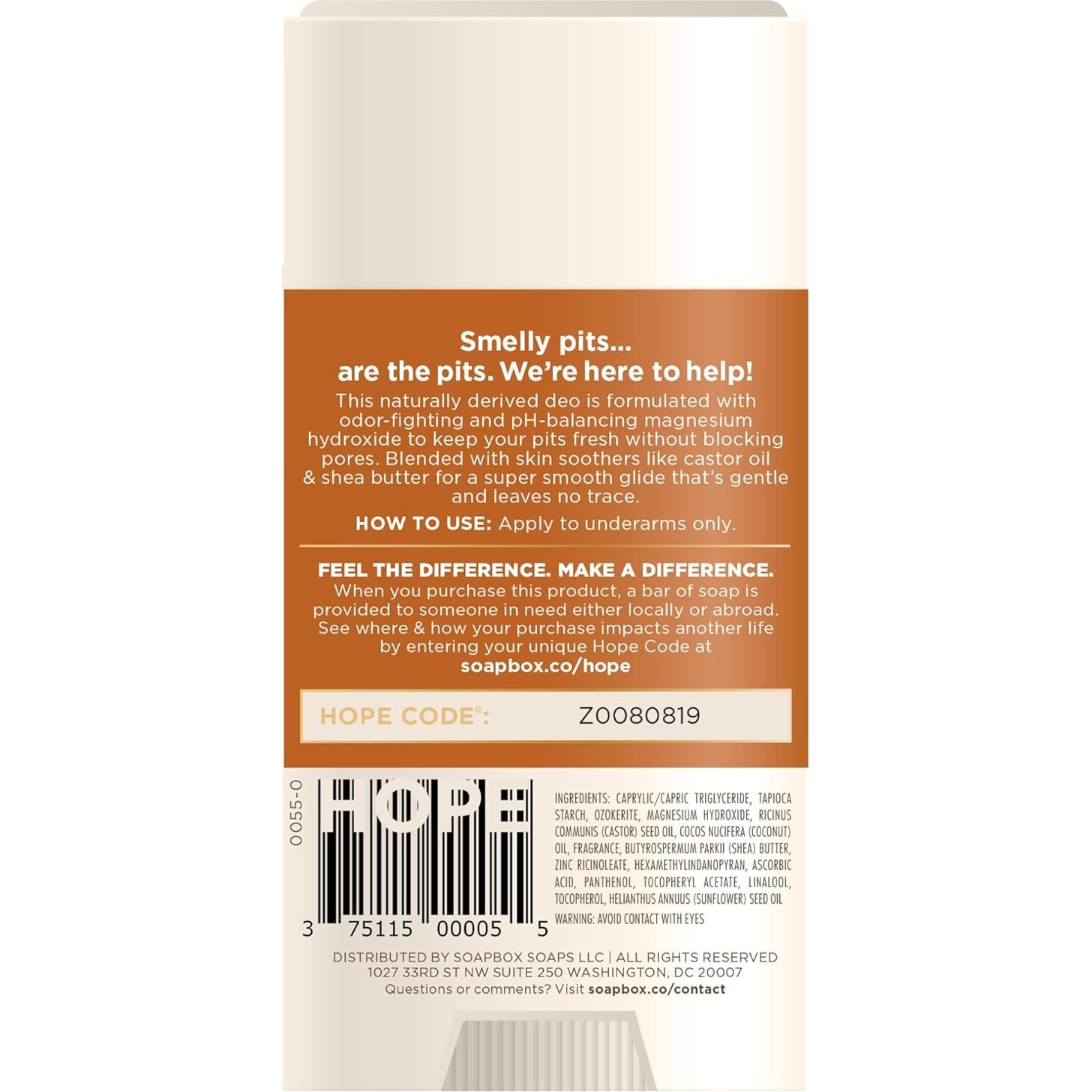 Desodorante Natural Soapbox Sin Aluminio Coco y Vainilla 75g