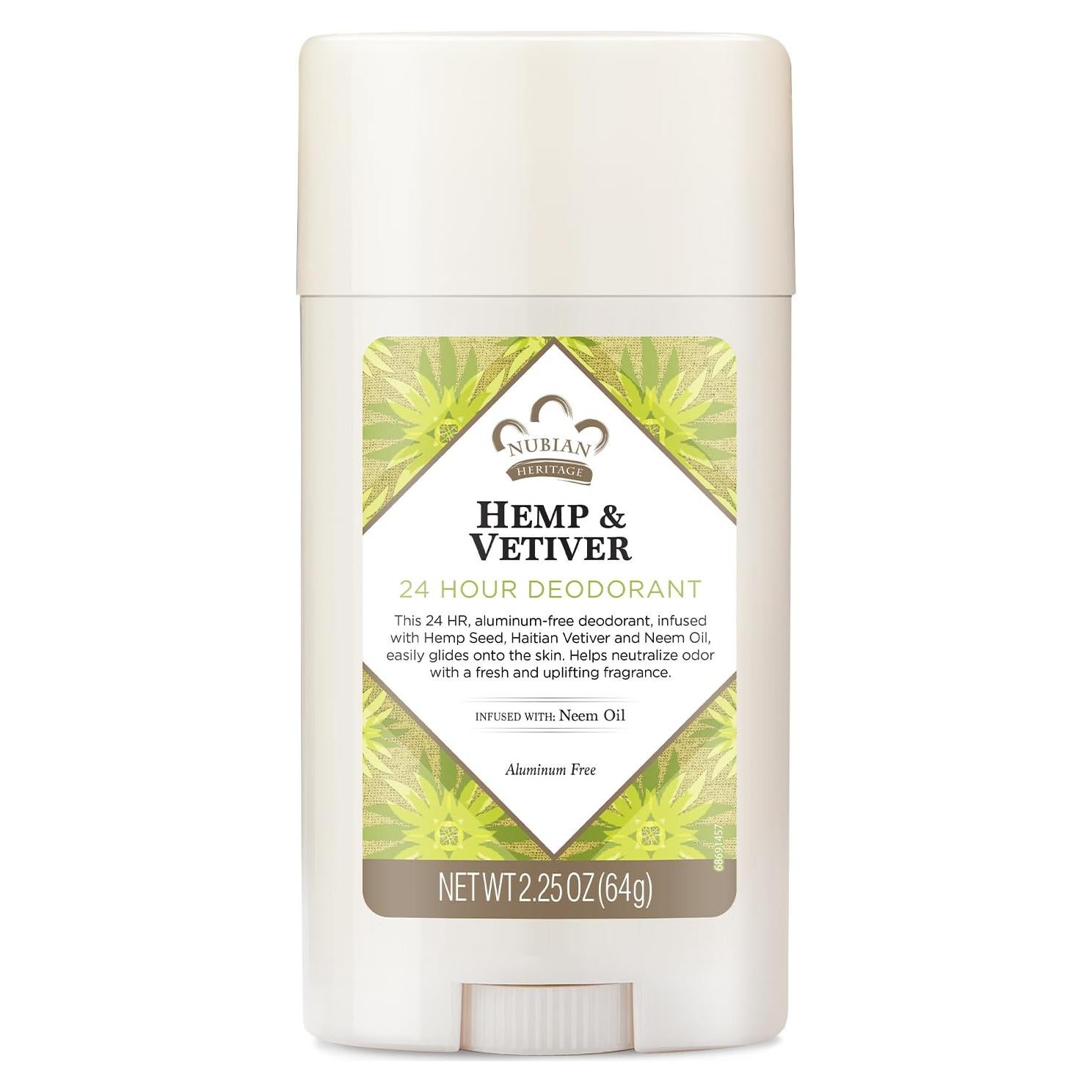 Desodorante Natural Nubian Heritage 63.5 g - Sin Aluminio, Vetiver