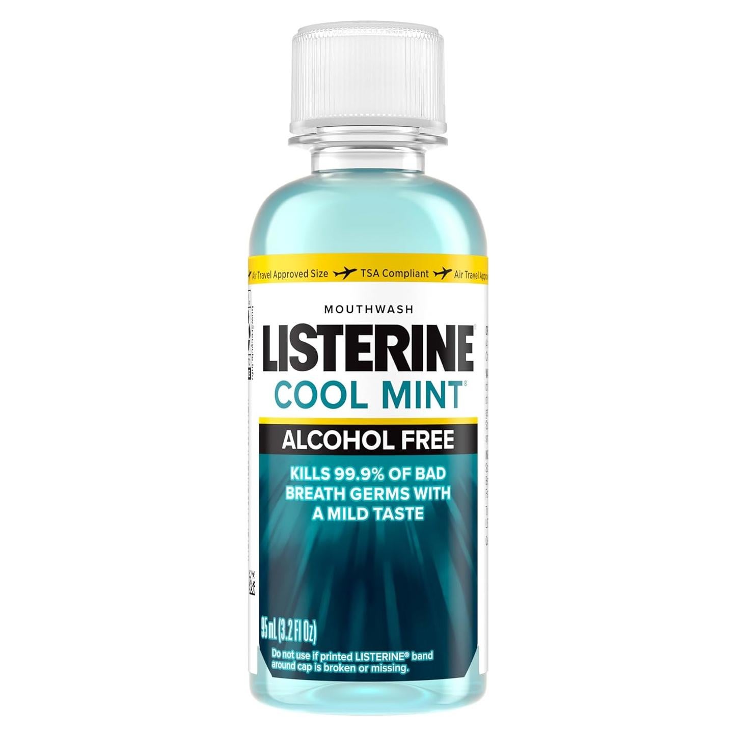 Zero Alcohol Mouthwash, Less Intense Alcohol-Free Oral Care Formula for Bad Breath, Cool Mint Flavor, 3.2 fl. oz(Pack of 1)