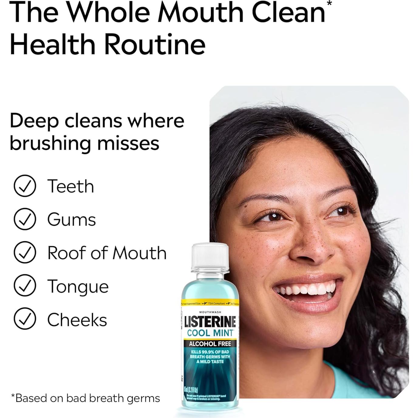 Zero Alcohol Mouthwash, Less Intense Alcohol-Free Oral Care Formula for Bad Breath, Cool Mint Flavor, 3.2 fl. oz(Pack of 1)