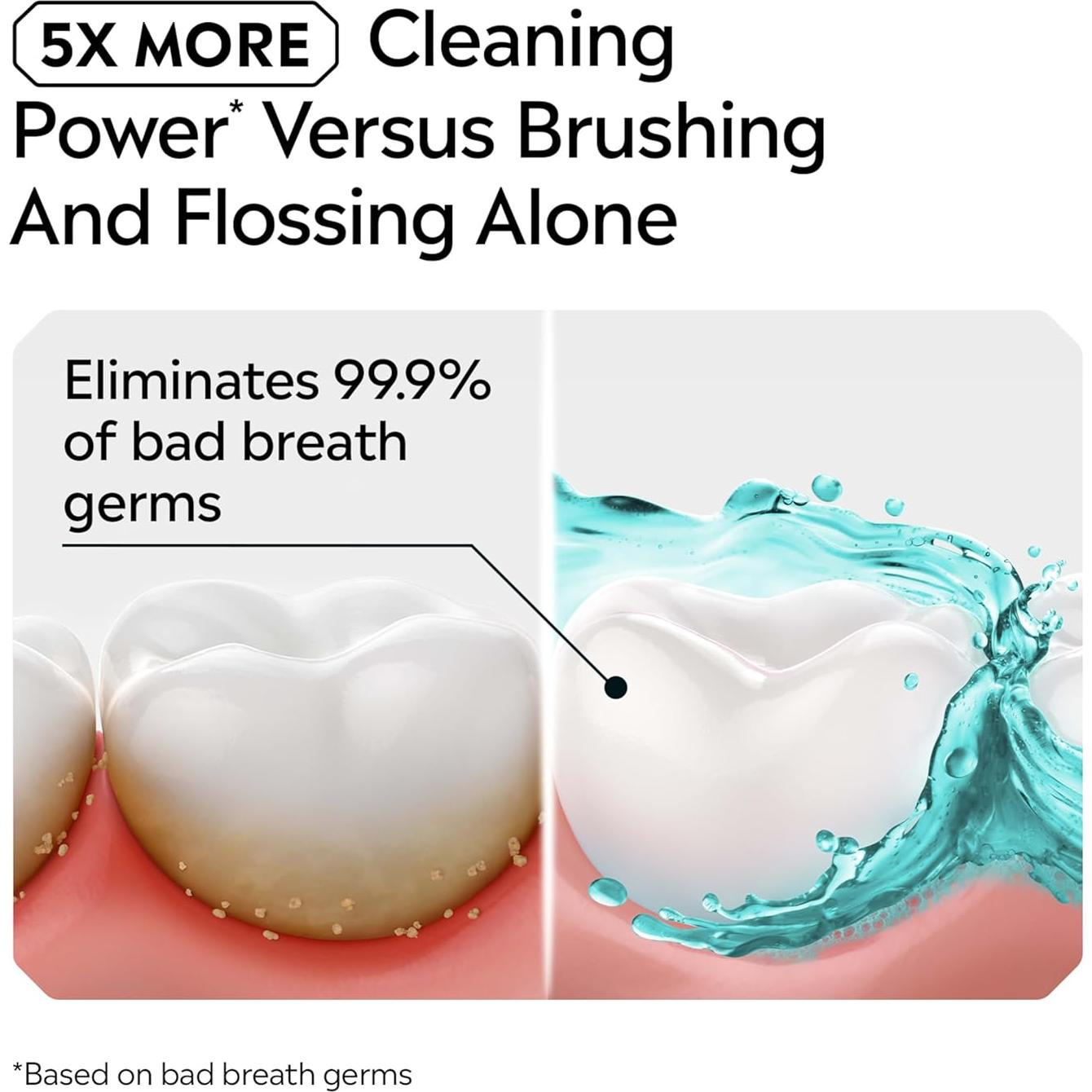 Zero Alcohol Mouthwash, Less Intense Alcohol-Free Oral Care Formula for Bad Breath, Cool Mint Flavor, 3.2 fl. oz(Pack of 1)