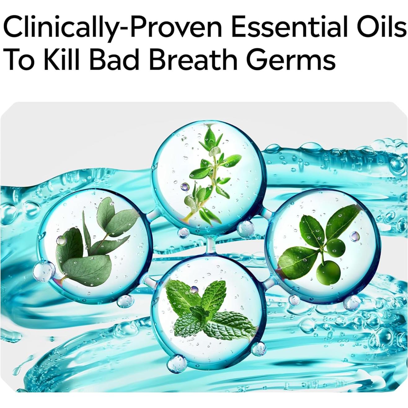 Zero Alcohol Mouthwash, Less Intense Alcohol-Free Oral Care Formula for Bad Breath, Cool Mint Flavor, 3.2 fl. oz(Pack of 1)