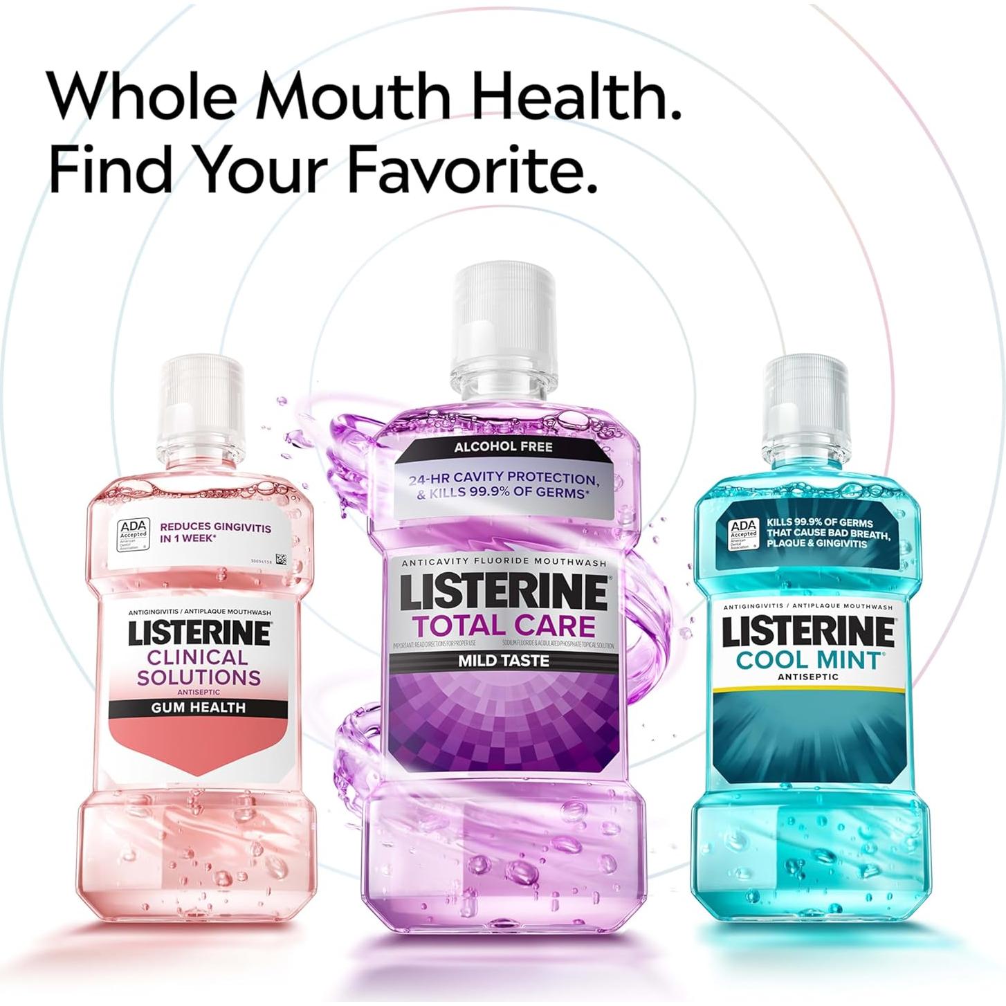 Zero Alcohol Mouthwash, Less Intense Alcohol-Free Oral Care Formula for Bad Breath, Cool Mint Flavor, 3.2 fl. oz(Pack of 1)