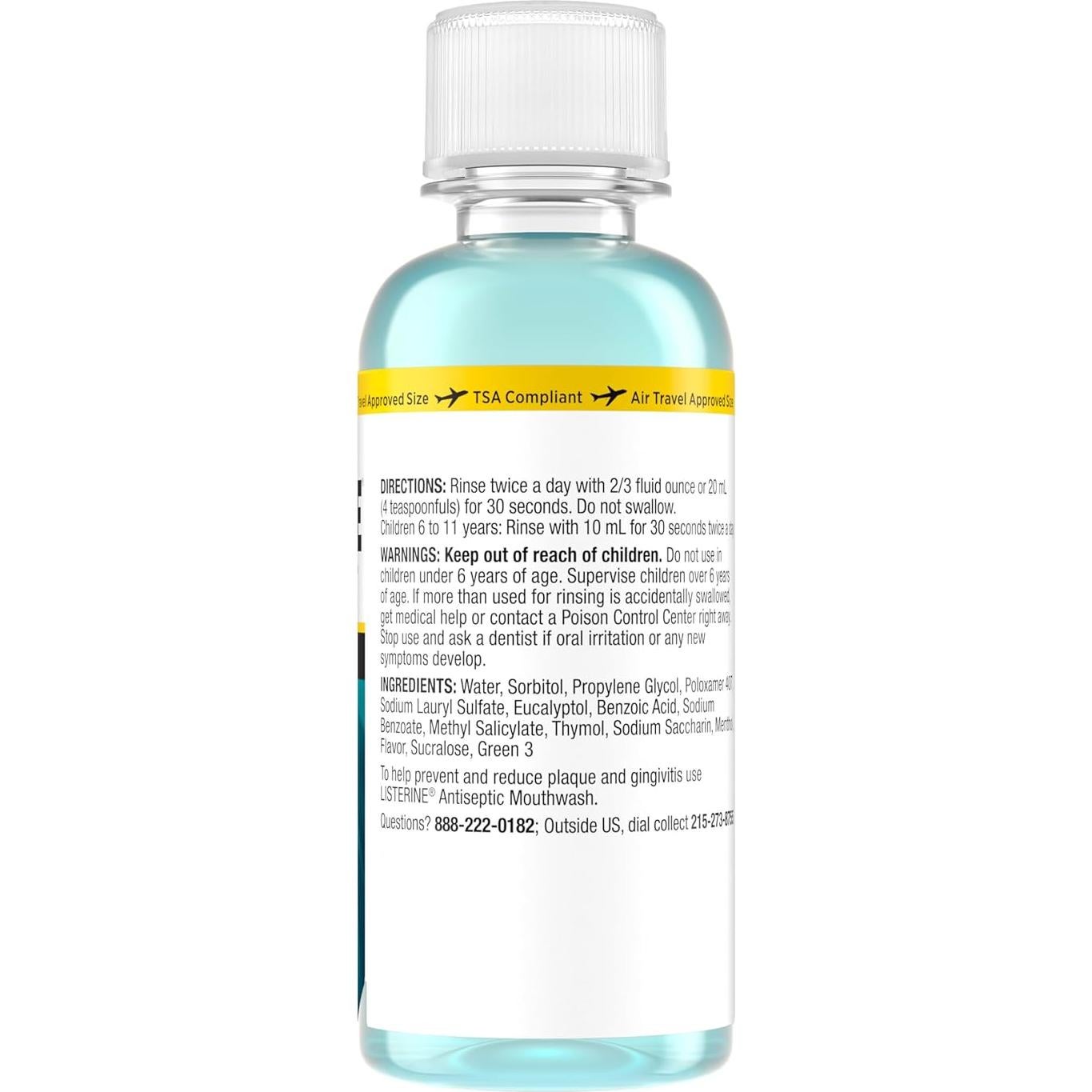 Zero Alcohol Mouthwash, Less Intense Alcohol-Free Oral Care Formula for Bad Breath, Cool Mint Flavor, 3.2 fl. oz(Pack of 1)