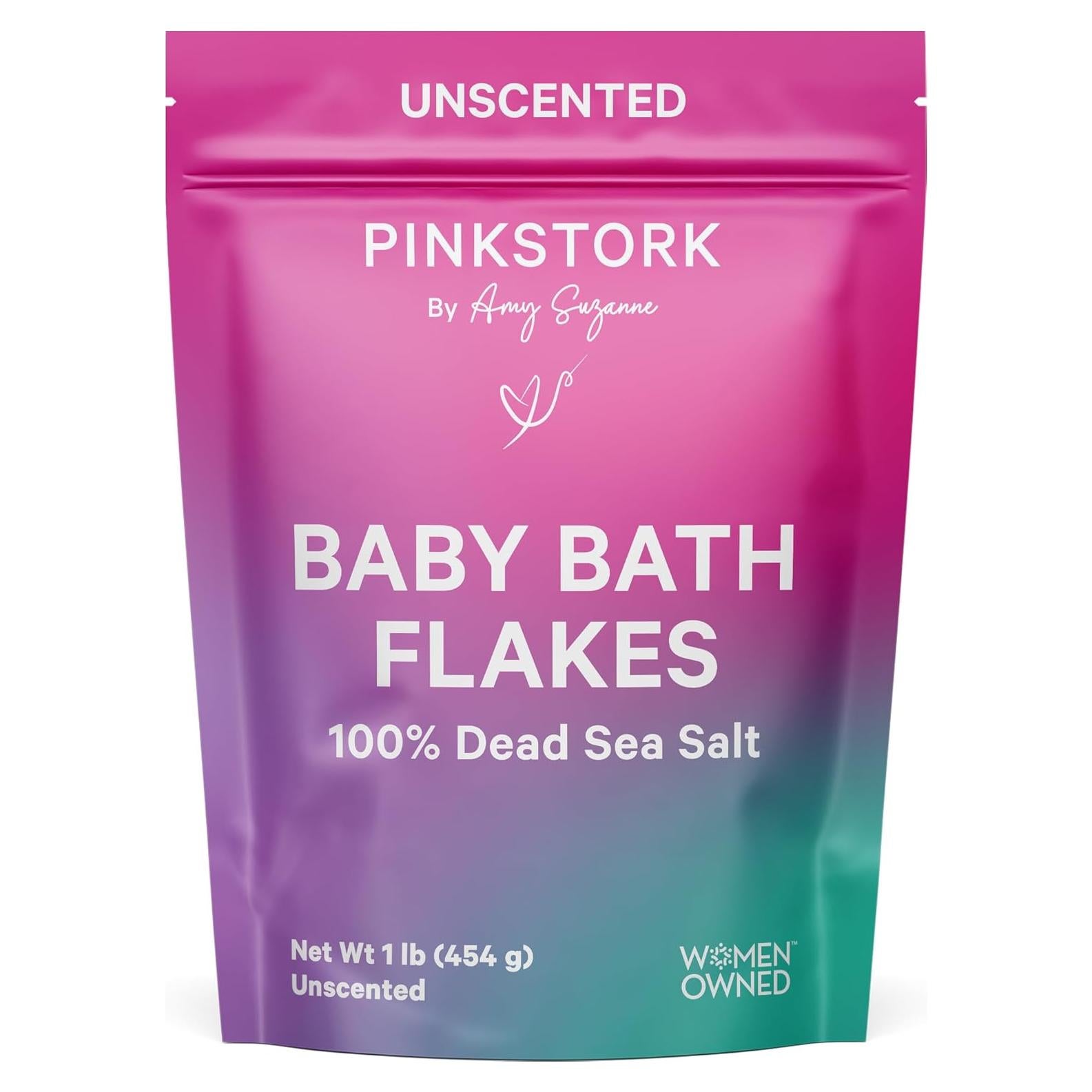 Copos de Baño Pink Stork para Bebés - Cloruro de Magnesio Puro 454 g