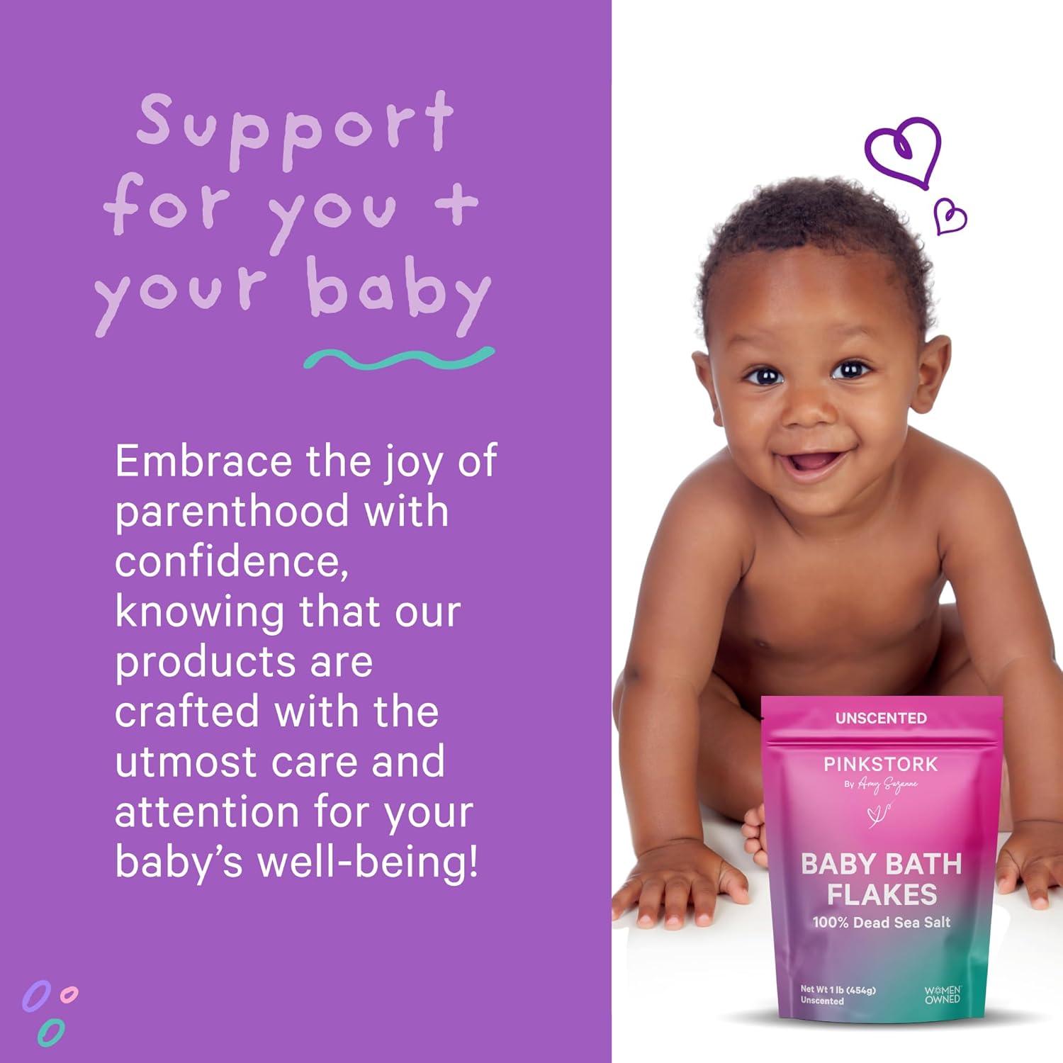 Copos de Baño Pink Stork para Bebés - Cloruro de Magnesio Puro 454 g