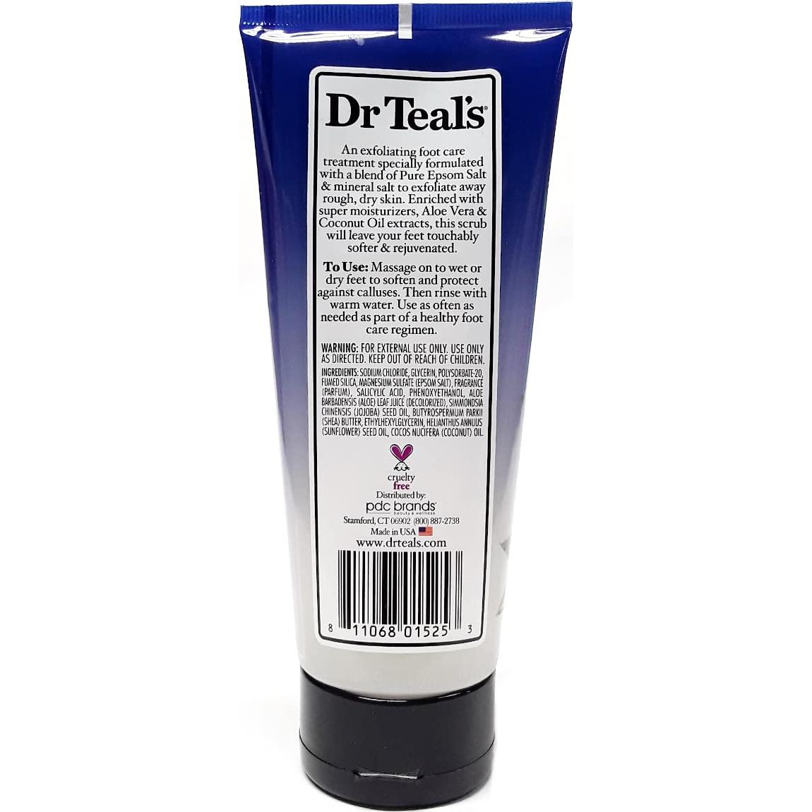 Exfoliante para pies Dr. Teals con aceite de coco y aloe vera - 2x170g