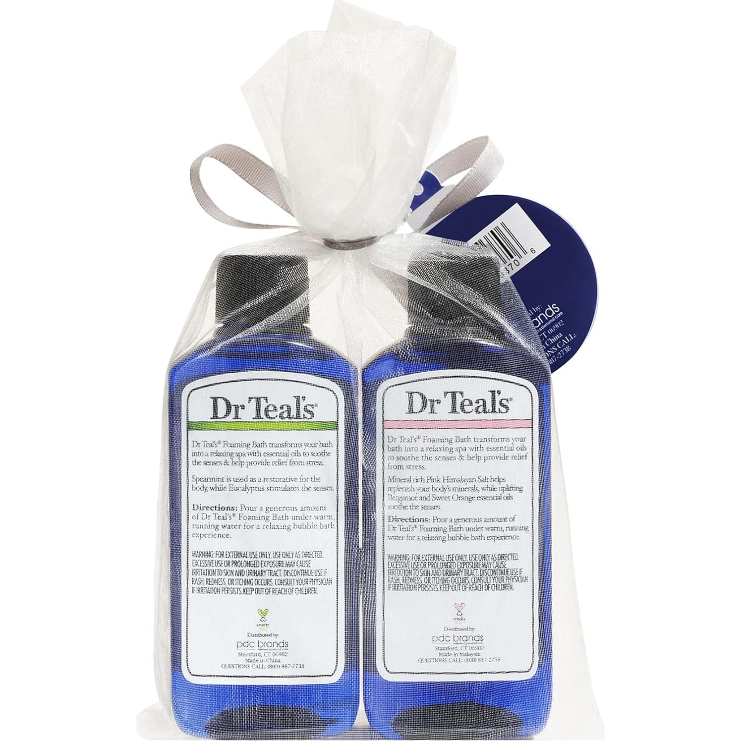 Combo de Baño Espumoso Dr Teal's 177 ml: Sal del Himalaya y Eucalipto