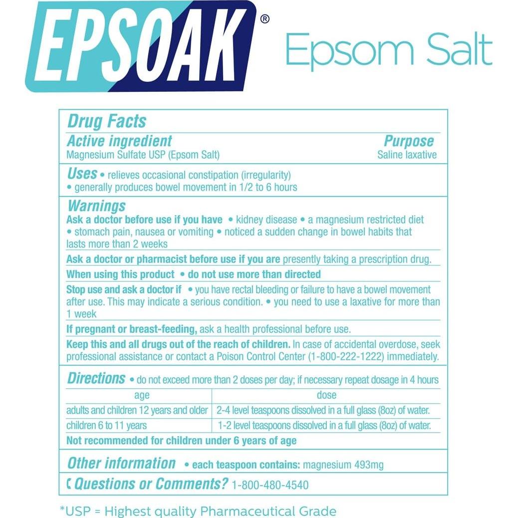 Sal de Epsom Epsoak 8.6 kg Sulfato de Magnesio Puro Sin Fragancia