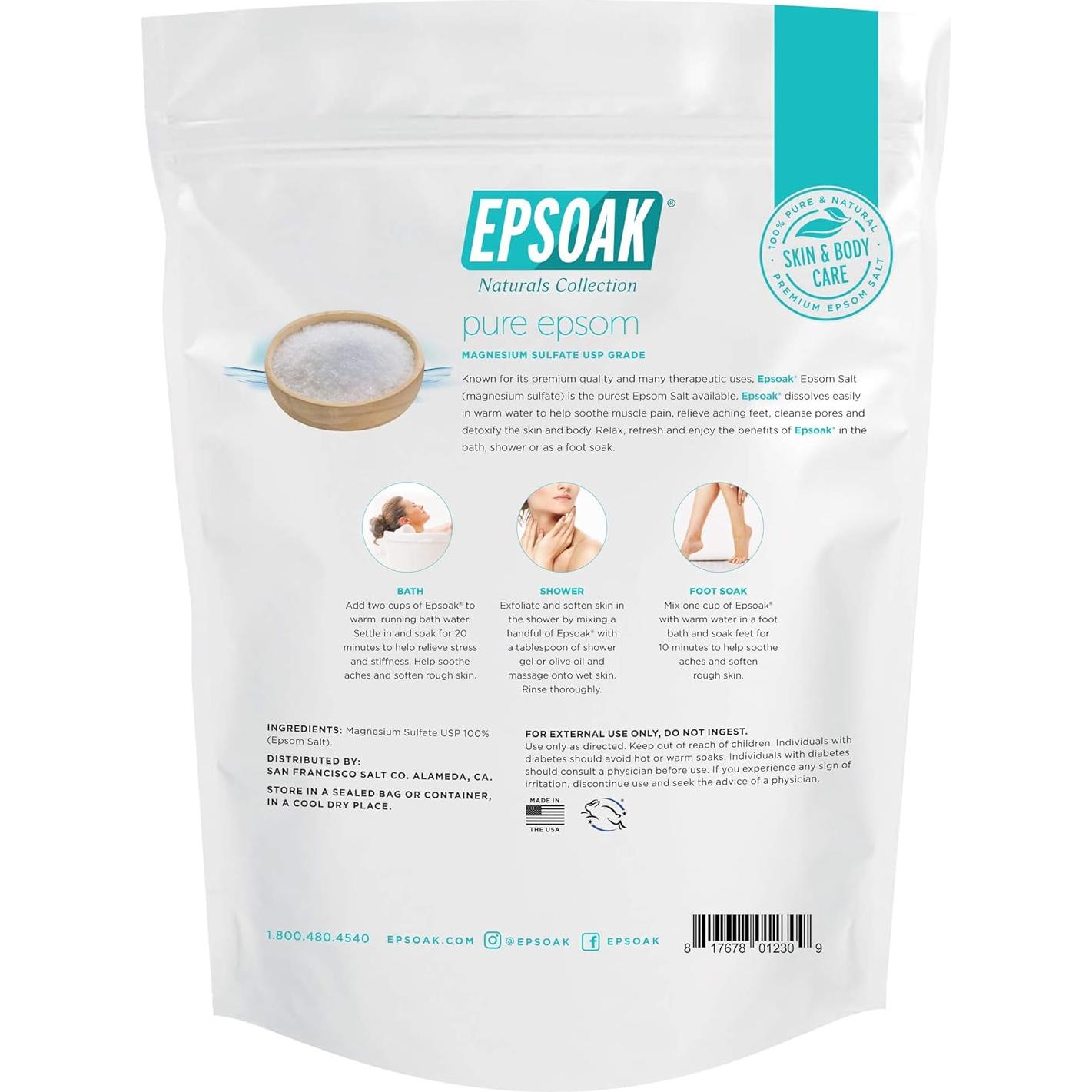 Sal de Epsom Epsoak 2.27 kg Granel USP Sin Fragancia