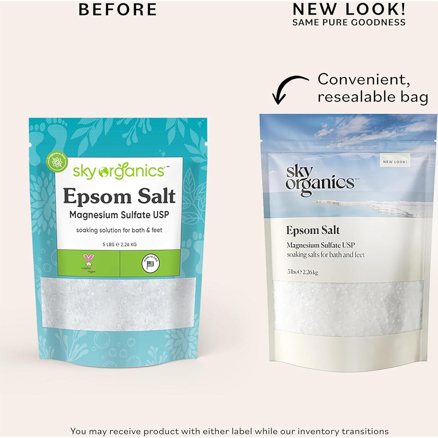 Sal de Epsom 2.27 kg Sky Organics - 100% Pura y Natural