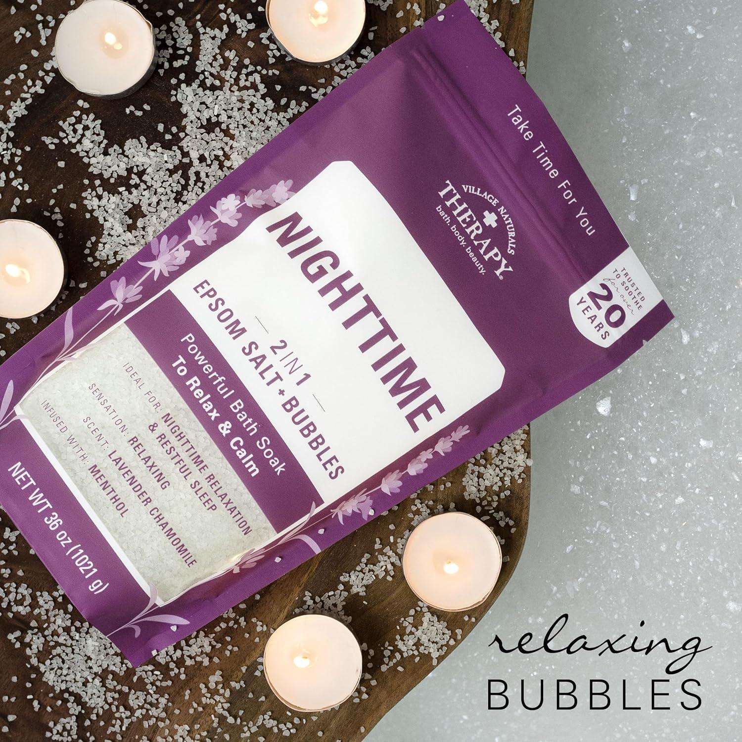 Baño Espumoso de Epsom Nocturno Village Naturals 3x36 Oz