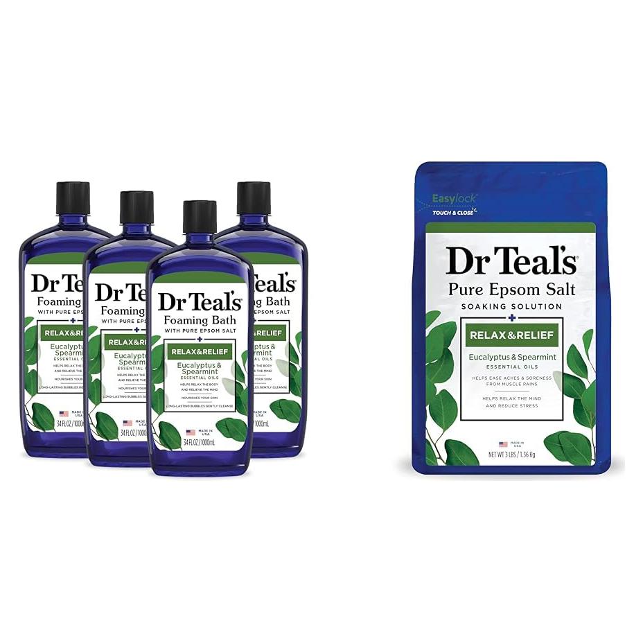 Baño Espumoso Dr Teal's con Sal de Epsom 1.36 kg Eucalipto y Menta