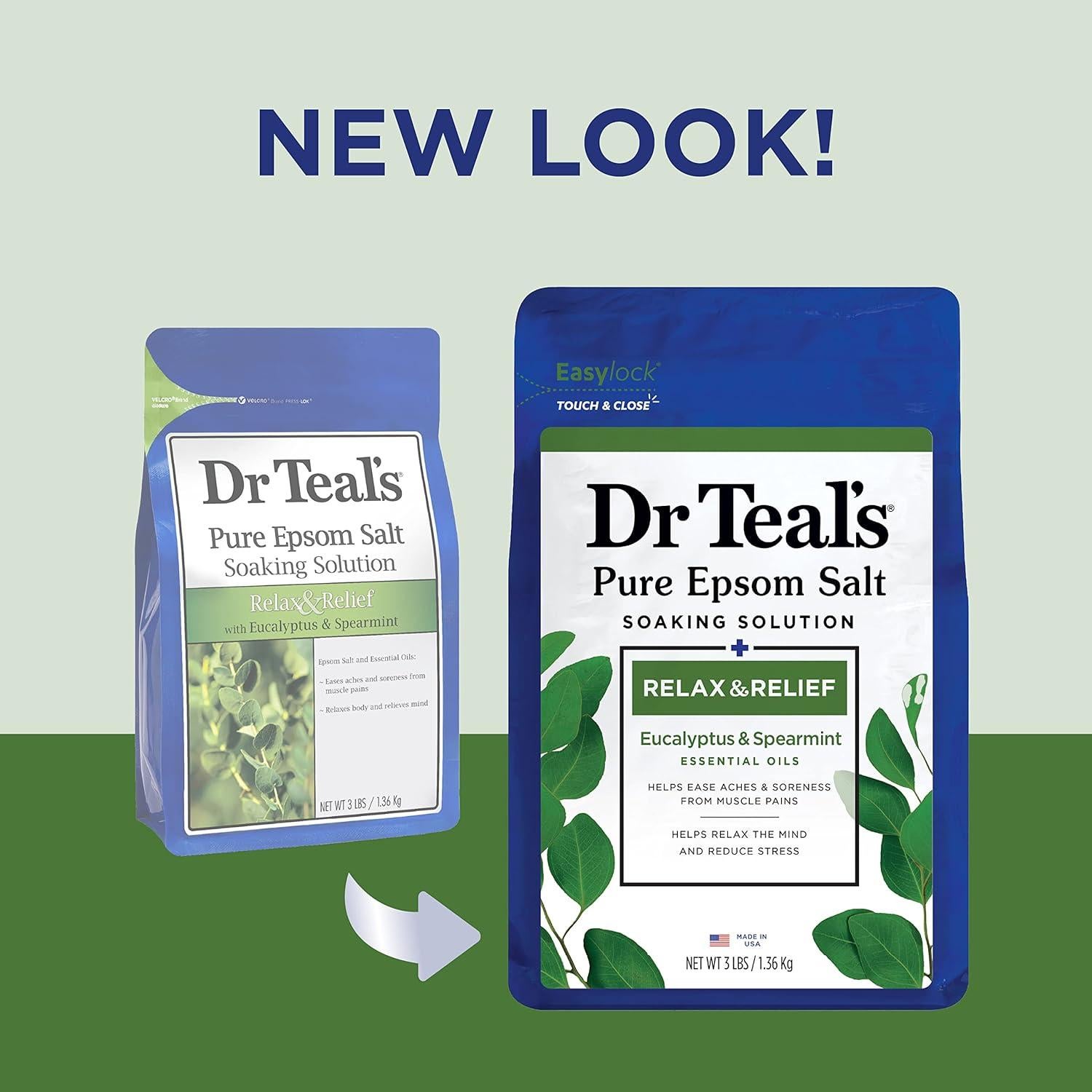 Baño Espumoso Dr Teal's con Sal de Epsom 1.36 kg Eucalipto y Menta