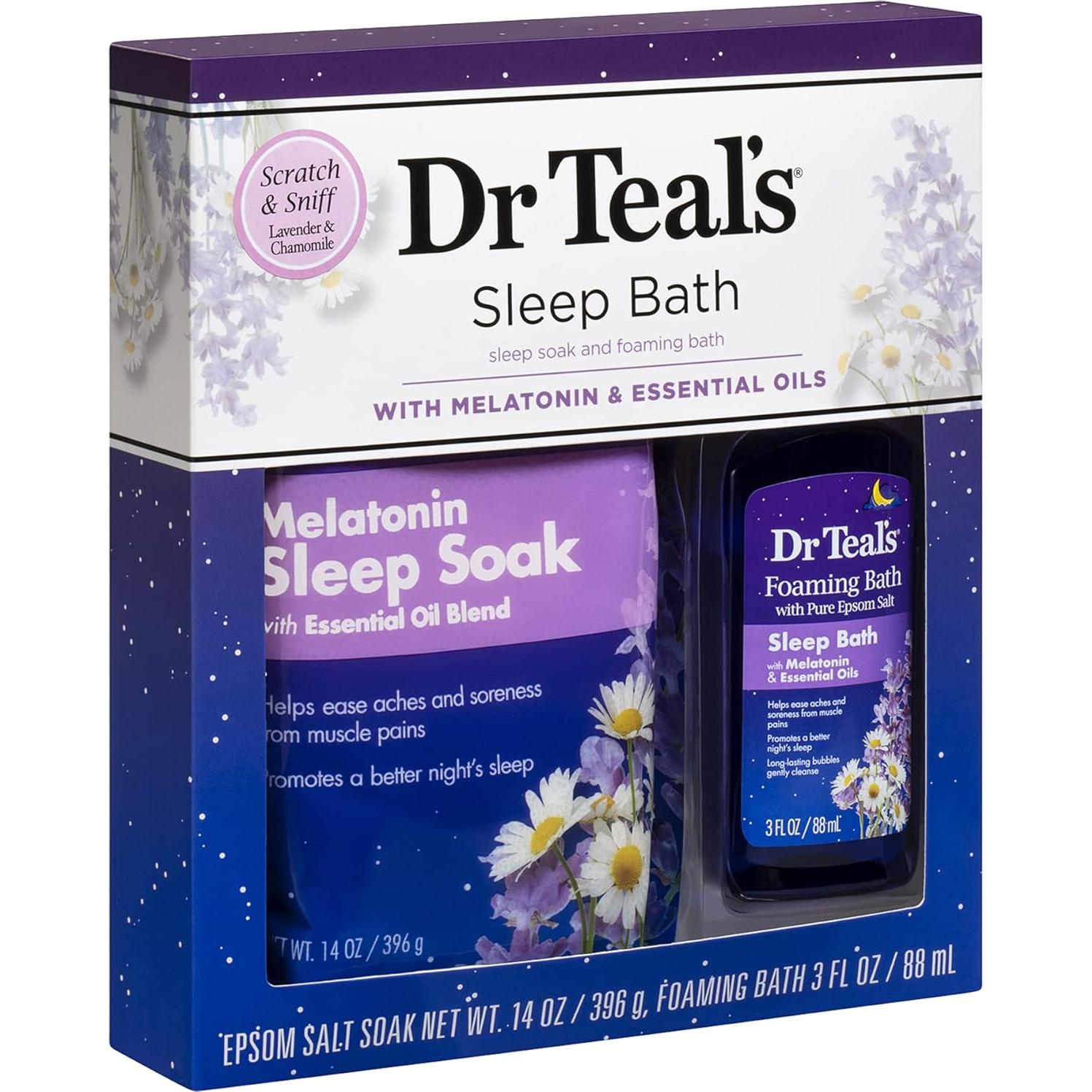 Conjunto de regalo Dr Teal's: Sal de Epsom 396g y Baño Espumoso 89ml