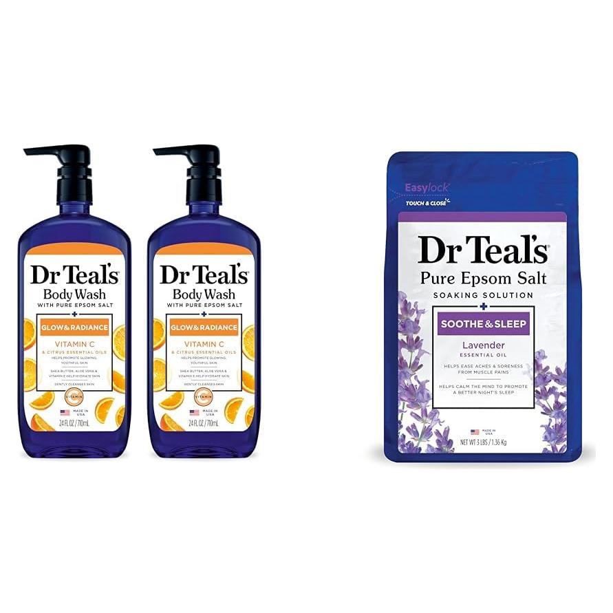 Gel de Ducha Dr Teal's 680ml y Remojo Sal Epsom Lavanda 1.36kg