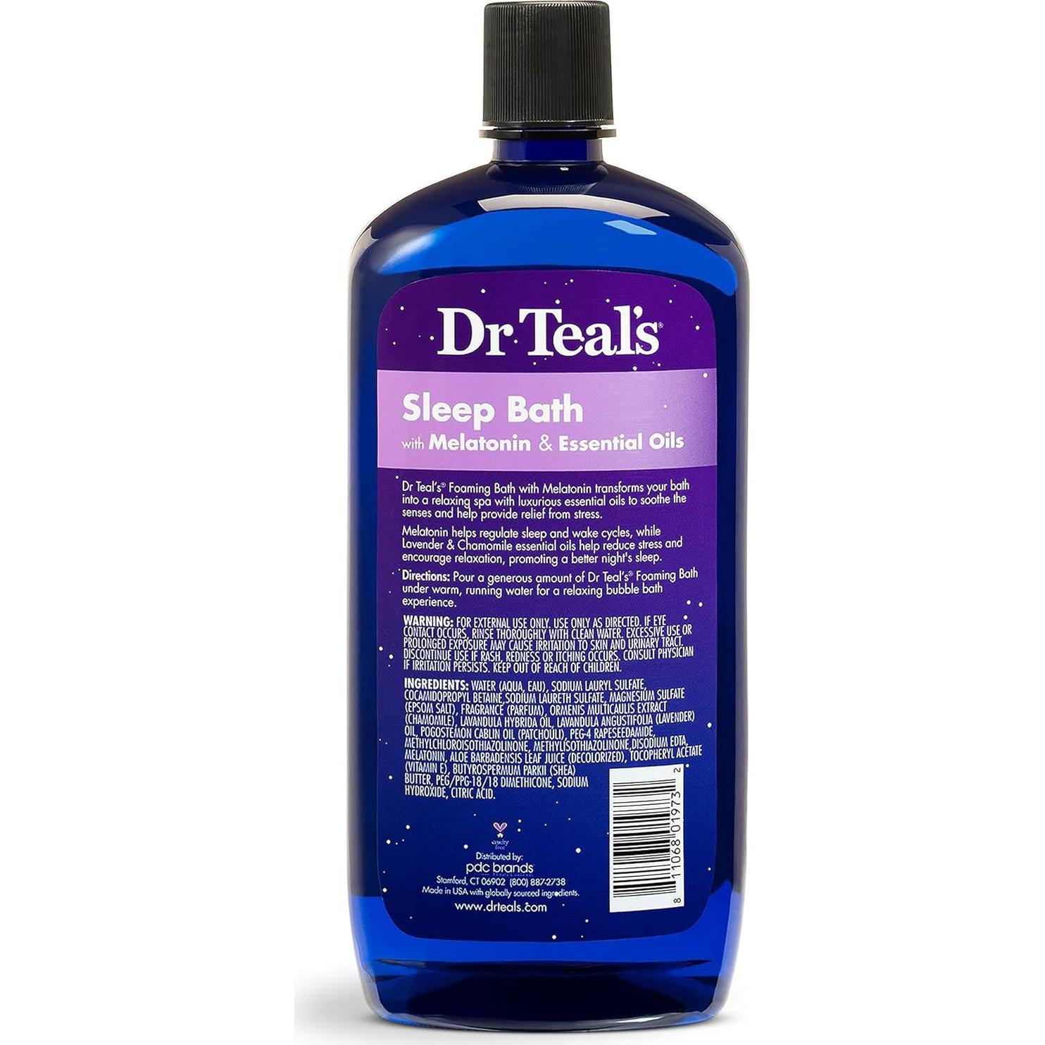 Juego de Baño Espumoso Dr. Teal's 2016 ml - Aceite de Semilla de Cáñamo y Melatonina