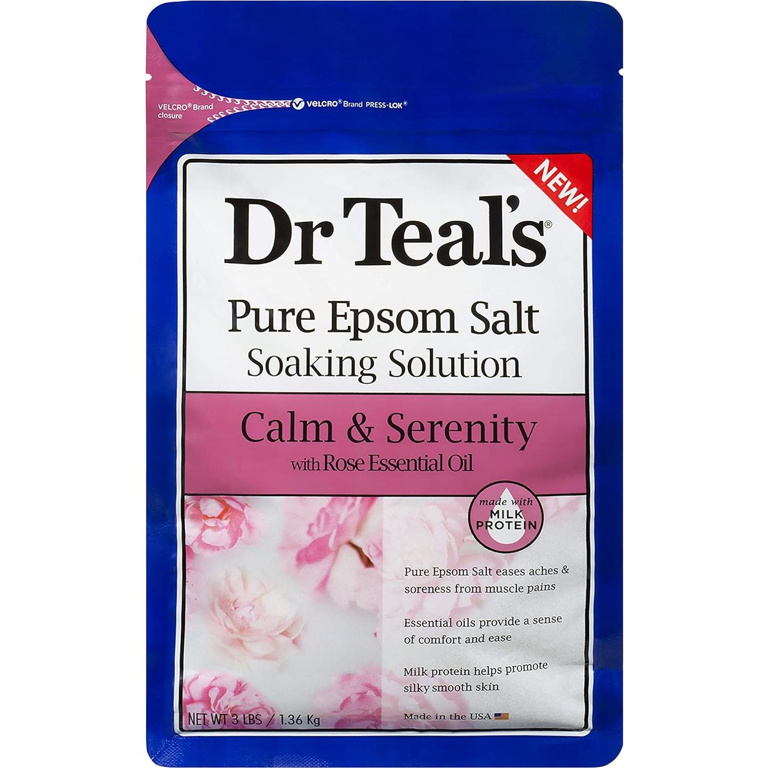 Paquete Dr Teal's Calma y Serenidad 1.36 KG Sal Epsom y 1 L Baño Espumoso