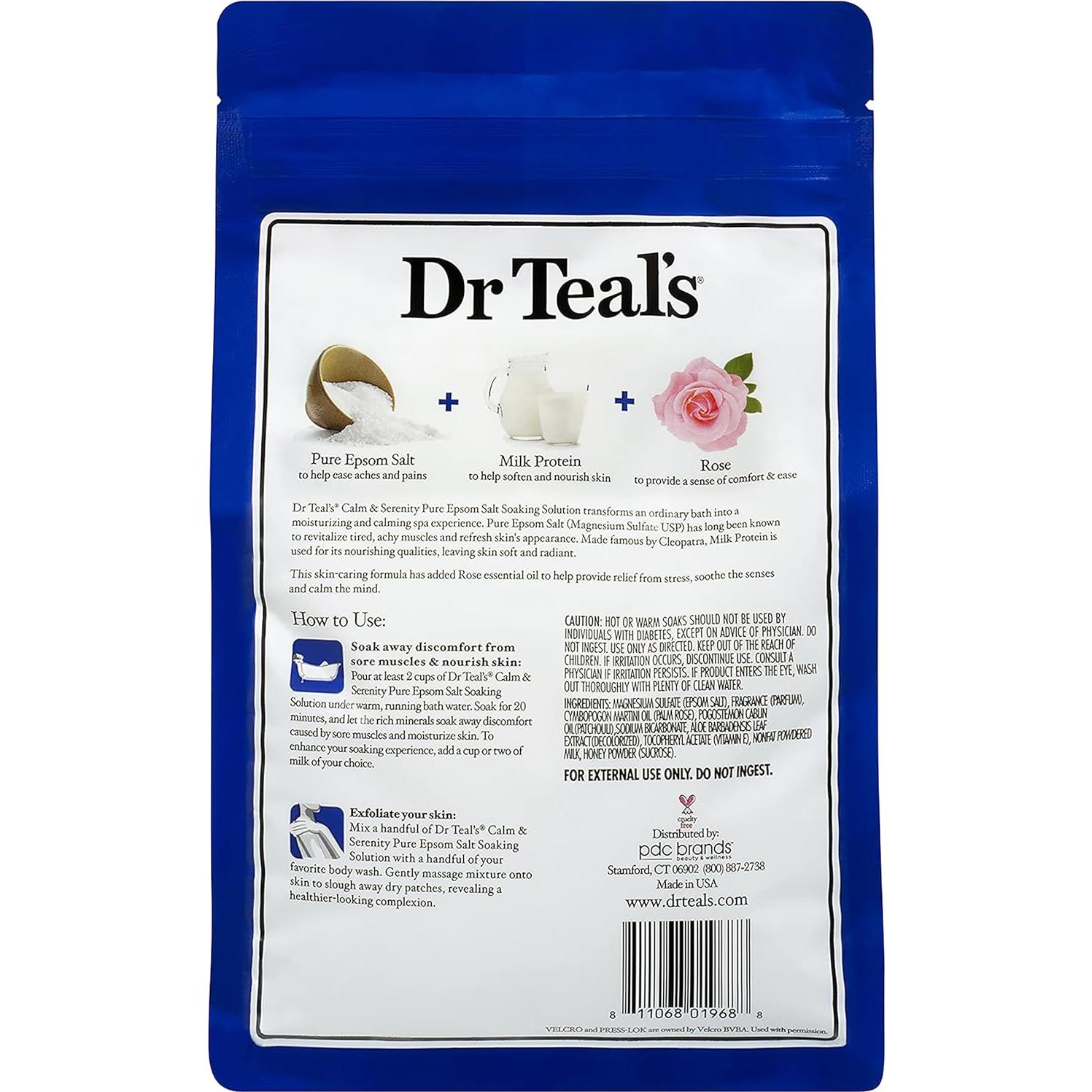 Paquete Dr Teal's Calma y Serenidad 1.36 KG Sal Epsom y 1 L Baño Espumoso