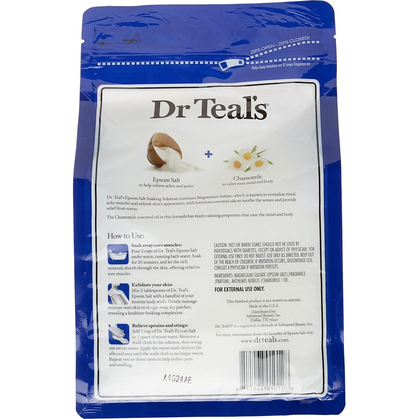 Sal de Epsom Dr Teal's para Remojar Manzanilla 1360g