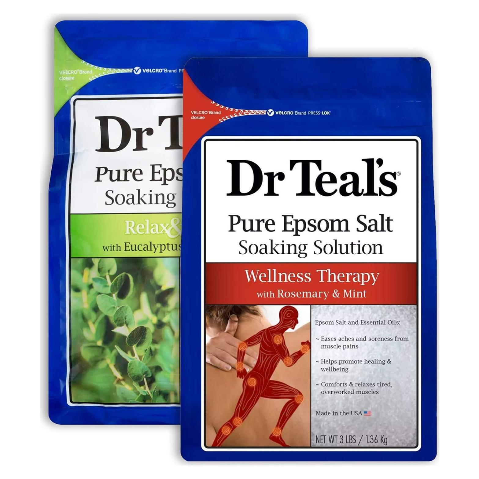 Juego de sales de baño Dr. Teal's 2x1.36kg Eucalipto y Menta