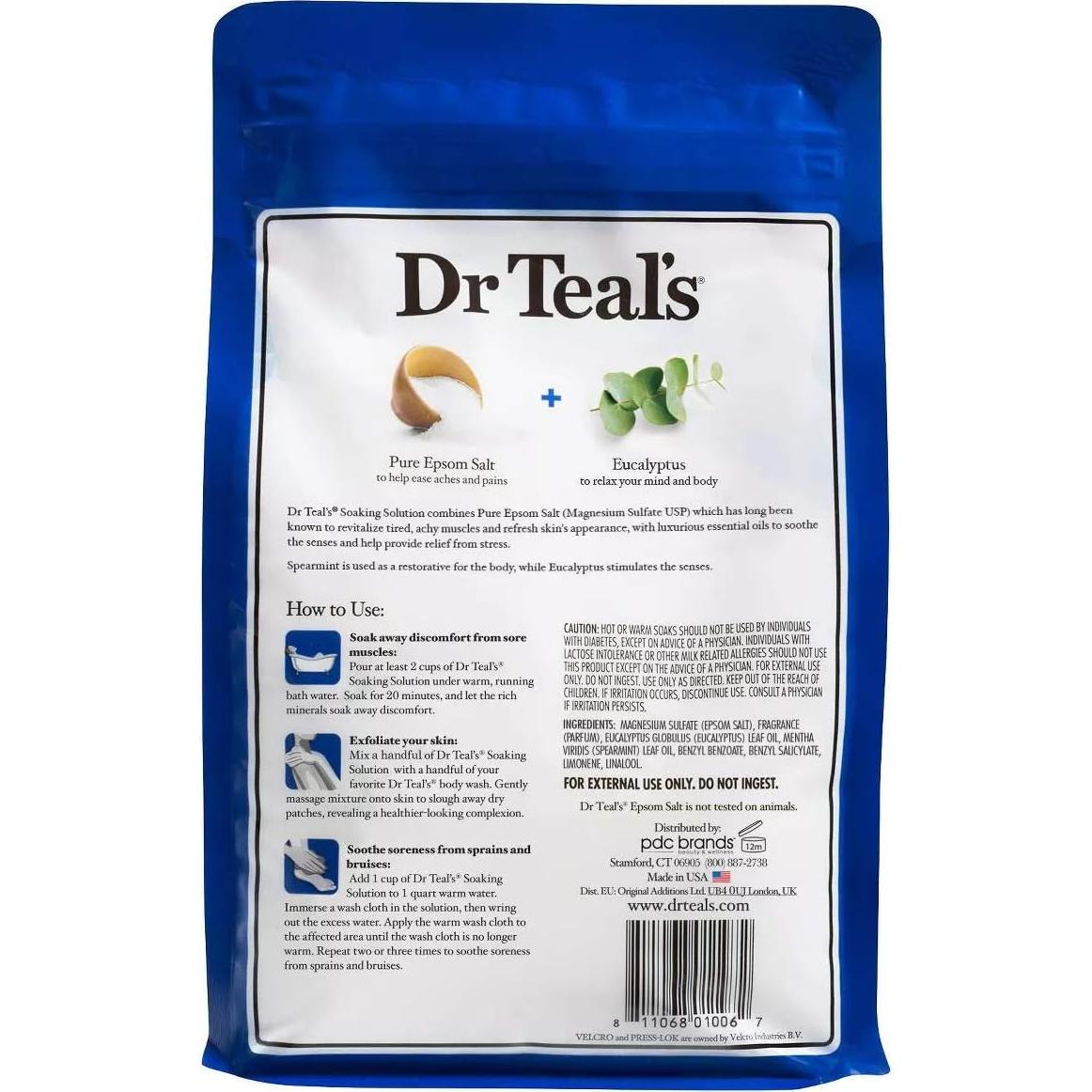 Juego de sales de baño Dr. Teal's 2x1.36kg Eucalipto y Menta