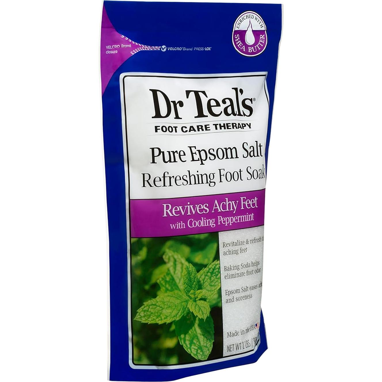 Baño de pies Dr Teal con sal de Epsom y menta 0.91 kg