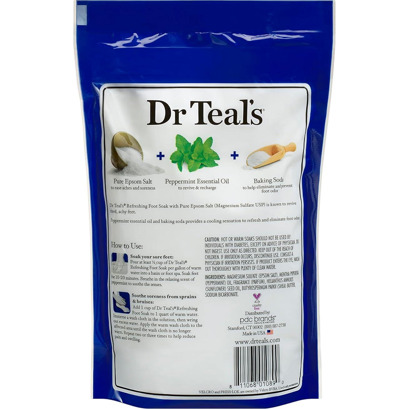 Baño de pies Dr Teal con sal de Epsom y menta 0.91 kg