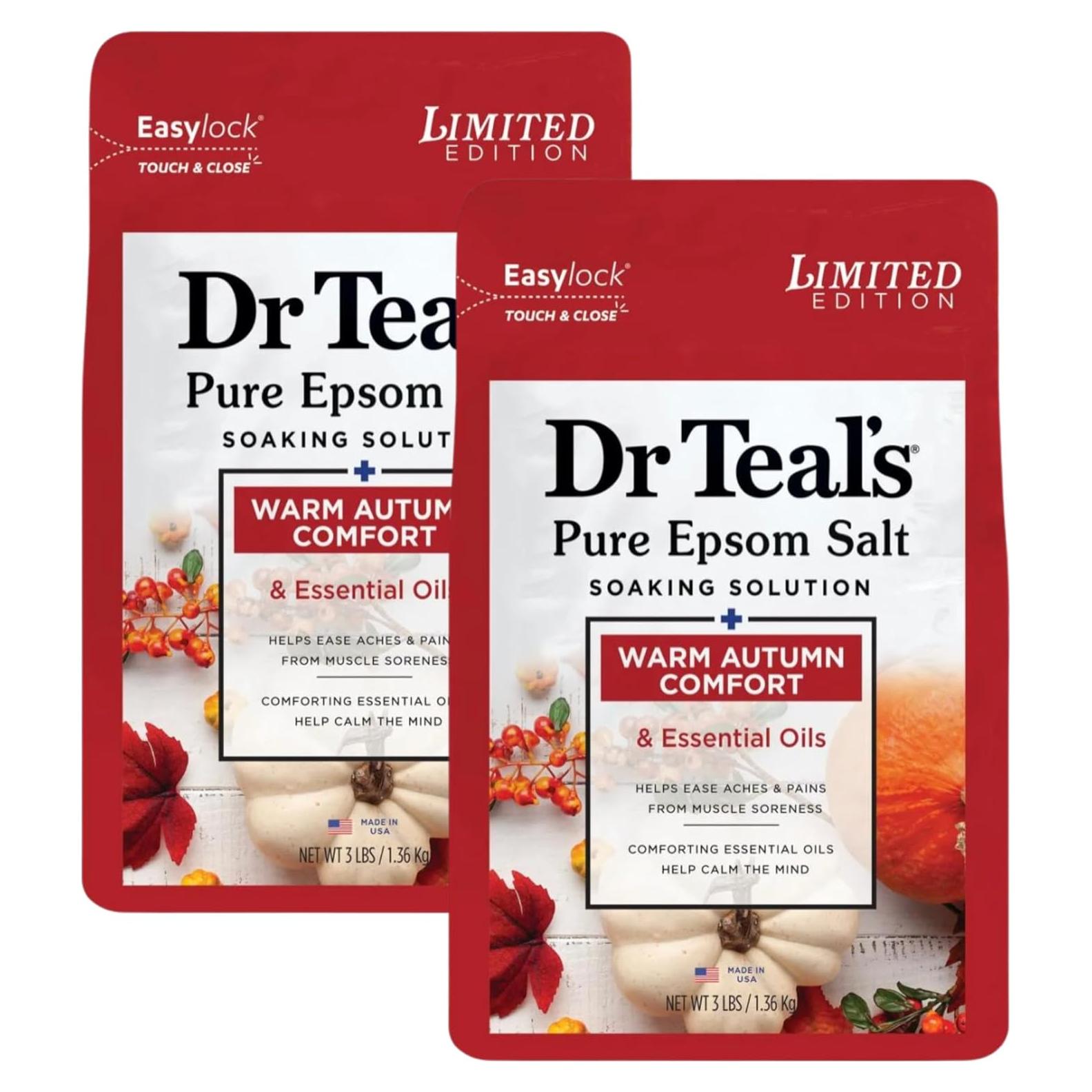 Baño de Sal Epsom Puro Dr Teal's Otoño 2x3 lbs Edición Limitada