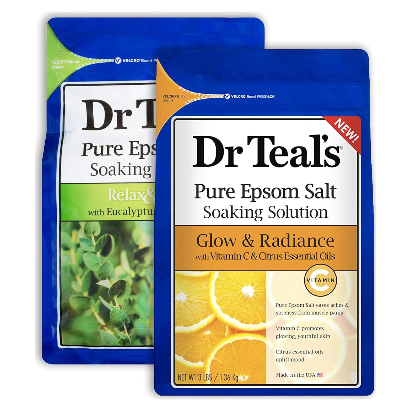 Juego de Sales de Epsom Dr Teal's 2x1.36kg Eucalipto y Vitamina C